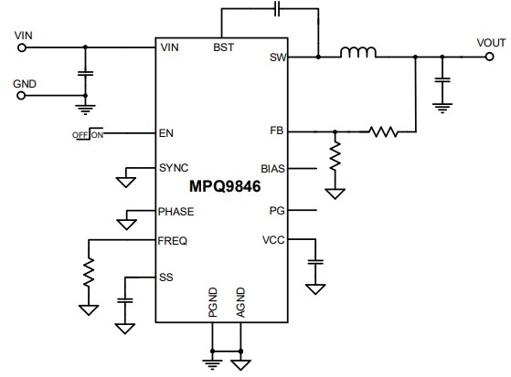 Application Circuit Diagram - Monolithic Power Systems (MPS) MPQ9846 Switching Voltage Regulators